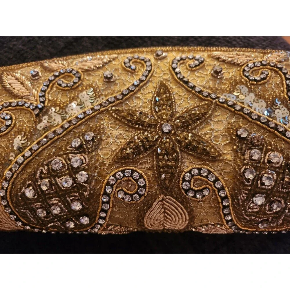 Embroidered wristlet clutch for parties, weddings, or evening out